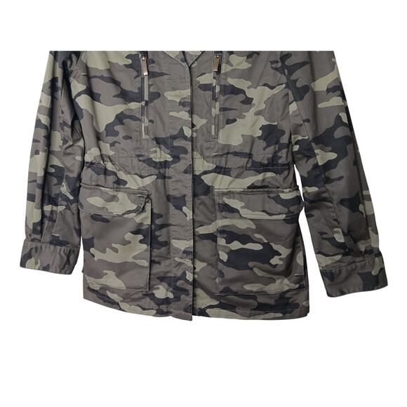 Banana Republic XXS Camo Utility Jacket Military Green Zip Front Oversized - Picture 4 of 11